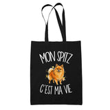 Tote Bag Noir Mon Spitz c'est ma vie