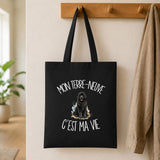 Tote Bag Noir Mon Terre-Neuve c'est ma vie