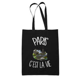 Tote Bag Noir Paris c'est la vie