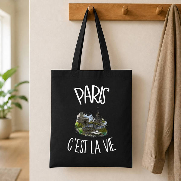 Tote Bag Noir Paris c'est la vie