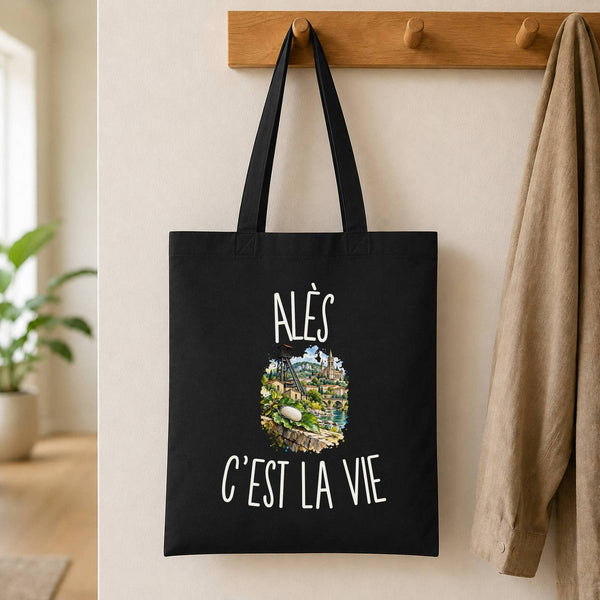 Tote Bag Noir Alès c’est la vie