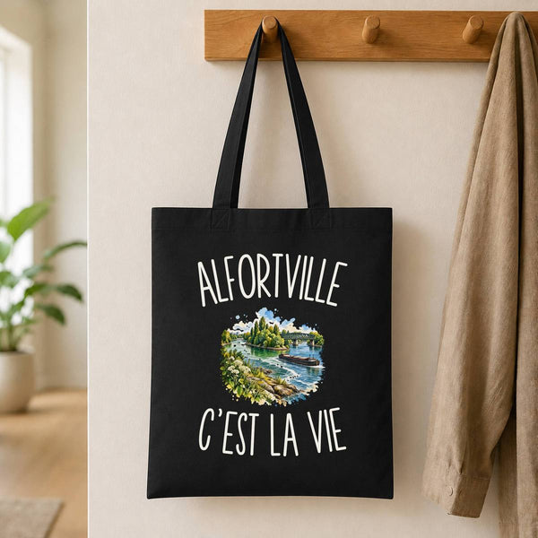 Tote Bag Noir Alfortville c’est la vie