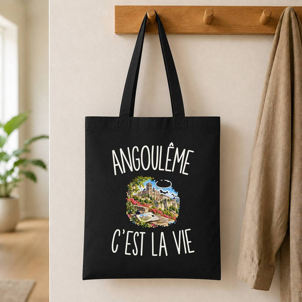 Tote Bag Noir Angoulême c’est la vie