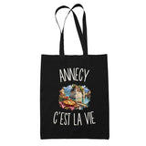 Tote Bag Noir Annecy c’est la vie