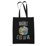 Tote Bag Noir Antibes c’est la vie