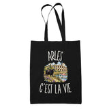 Tote Bag Noir Arles c’est la vie