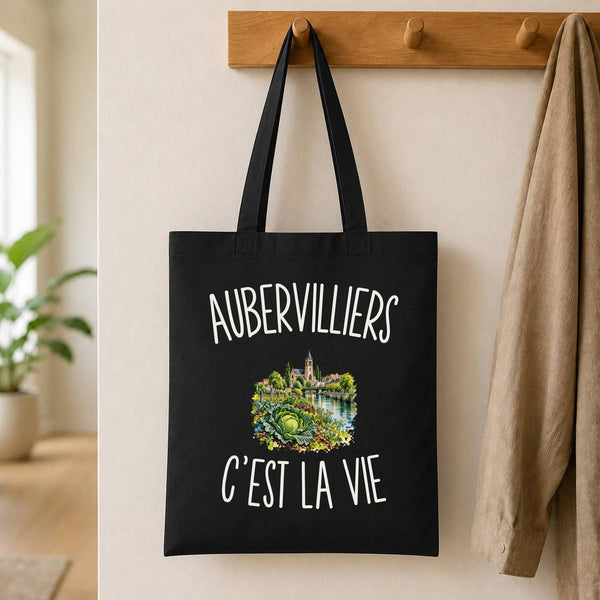 Tote Bag Noir Aubervilliers c’est la vie