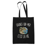 Tote Bag Noir Cagnes-sur-Mer c’est la vie