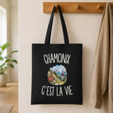 Tote Bag Noir Chamonix c’est la vie