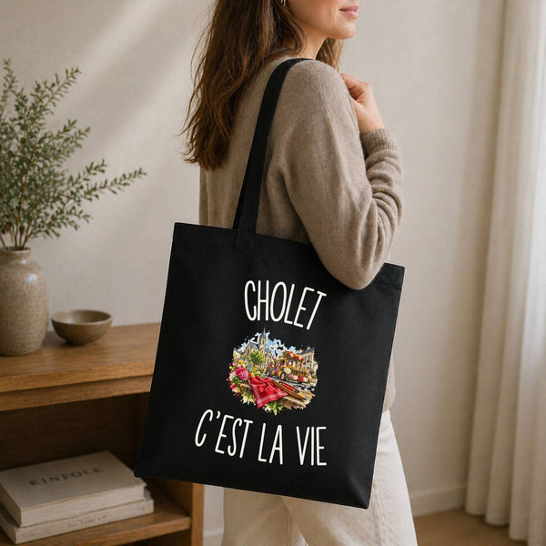 Tote Bag Noir Cholet c’est la vie