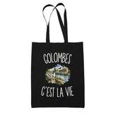 Tote Bag Noir Colombes c’est la vie