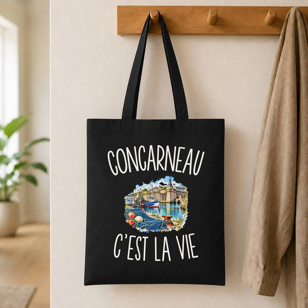 Tote Bag Noir Concarneau c’est la vie