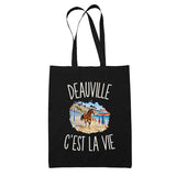 Tote Bag Noir Deauville c’est la vie