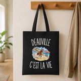 Tote Bag Noir Deauville c’est la vie