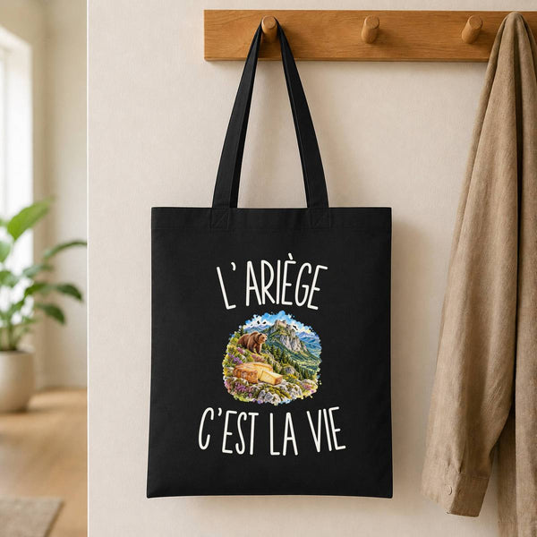 Tote Bag Noir L’Ariège c’est la vie