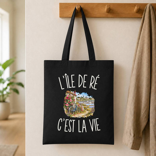 Tote Bag Noir L’Île de Ré c’est la vie