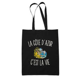 Tote Bag Noir La Côte d’Azur c’est la vie