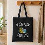 Tote Bag Noir La Côte d’Azur c’est la vie