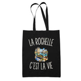 Tote Bag Noir La Rochelle c’est la vie