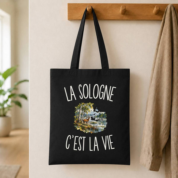 Tote Bag Noir La Sologne c’est la vie