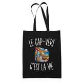 Tote Bag Noir Le Cap-Vert c’est la vie
