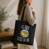 Tote Bag Noir Le Cher c’est la vie