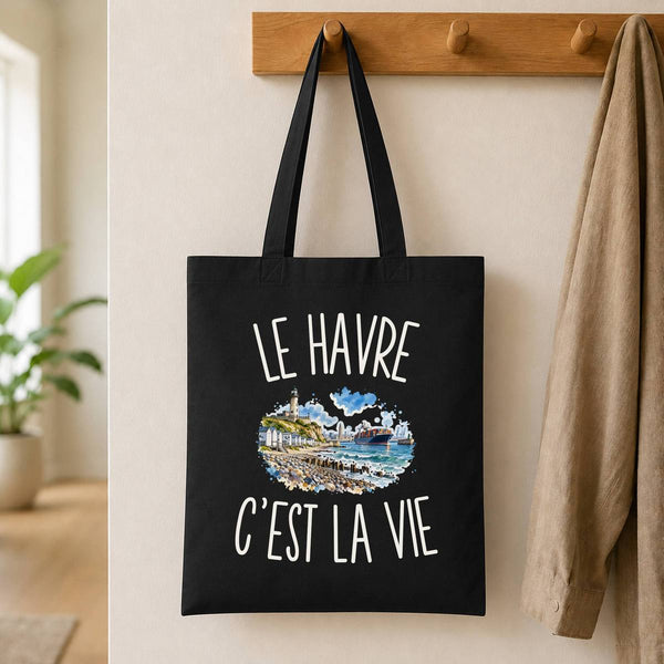 Tote Bag Noir Le Havre c’est la vie