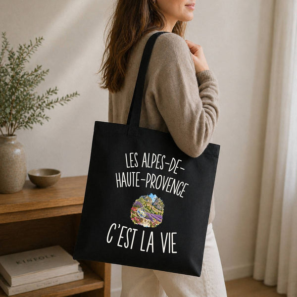 Tote Bag Noir Les Alpes-de-Haute-Provence c’est la vie
