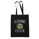 Tote Bag Noir Les Cévennes c’est la vie