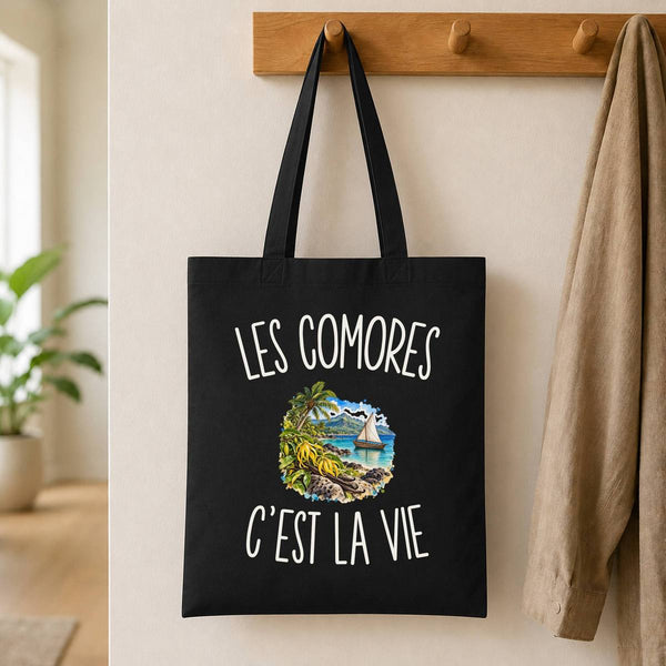 Tote Bag Noir Les Comores c’est la vie