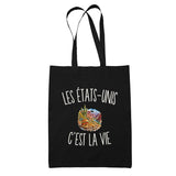 Tote Bag Noir Les États-Unis c’est la vie