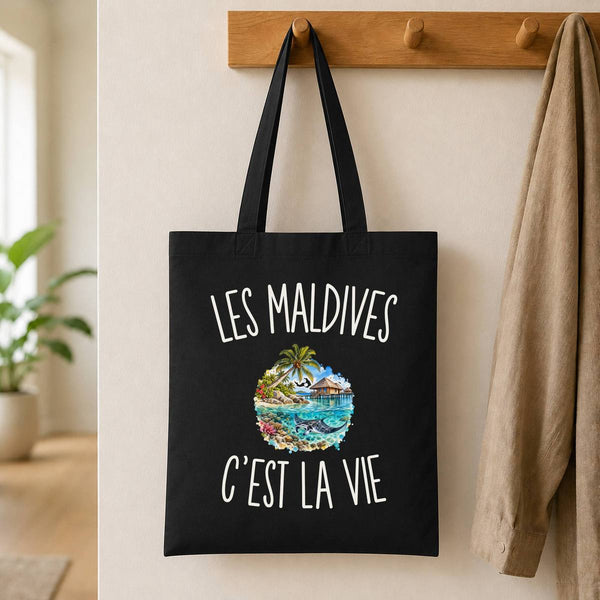 Tote Bag Noir Les Maldives c’est la vie