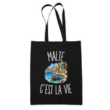 Tote Bag Noir Malte c’est la vie