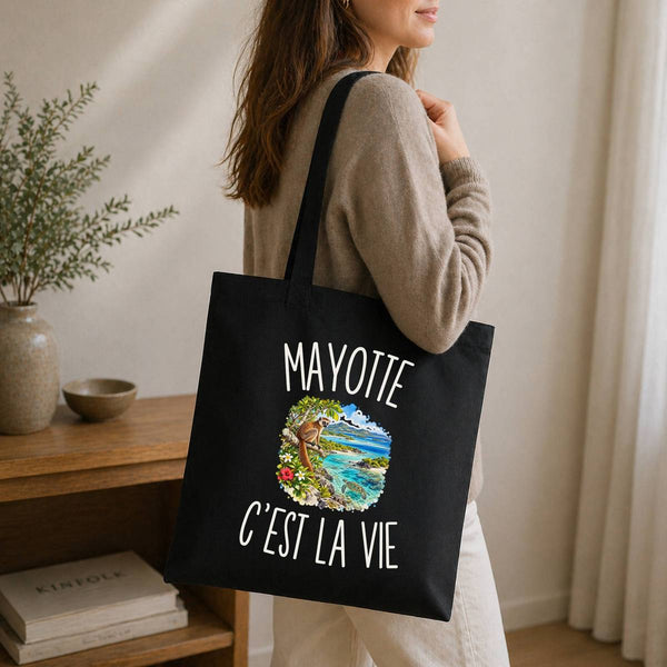 Tote Bag Noir Mayotte c’est la vie