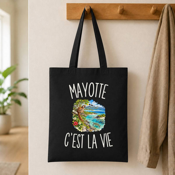 Tote Bag Noir Mayotte c’est la vie