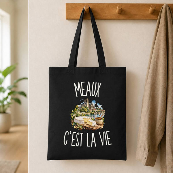 Tote Bag Noir Meaux c’est la vie