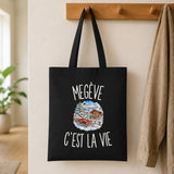 Tote Bag Noir Megève c’est la vie