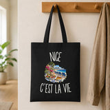 Tote Bag Noir Nice c’est la vie