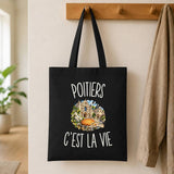 Tote Bag Noir Poitiers c’est la vie