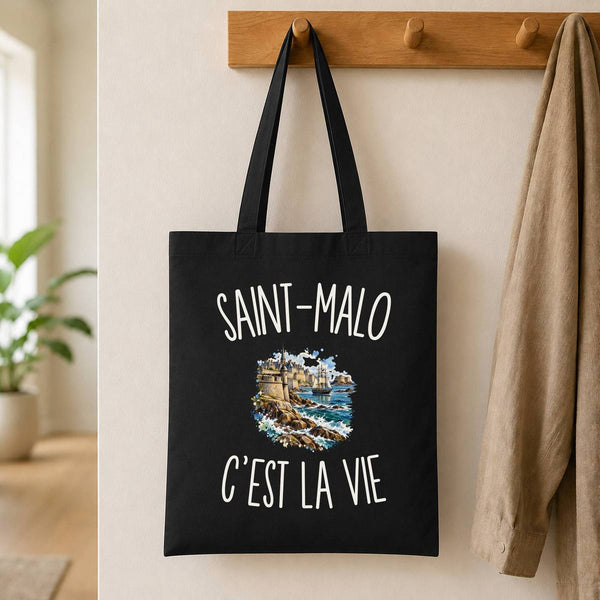 Tote Bag Noir Saint-Malo c’est la vie