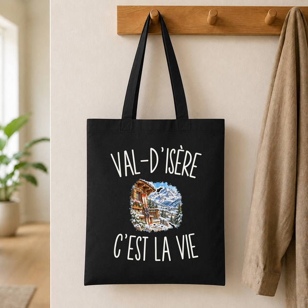 Tote Bag Noir Val-d’Isère c’est la vie
