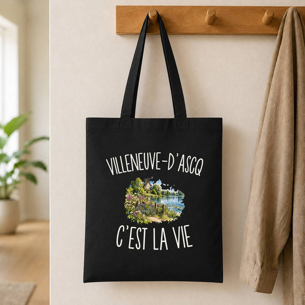 Tote Bag Noir Villeneuve-d’Ascq c’est la vie