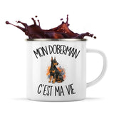 Mug Métal Émaillé Mon Doberman c'est ma vie