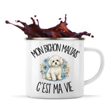 Mug Métal Émaillé Mon Bichon Maltais c'est ma vie