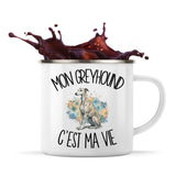 Mug Métal Émaillé Mon Greyhound c'est ma vie
