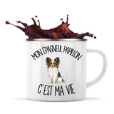 Mug Métal Émaillé Mon Épagneul Papillon c'est ma vie