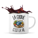 Mug Métal Émaillé La cuisine c'est la vie