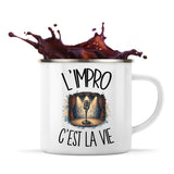 Mug Métal Émaillé L'impro c'est la vie