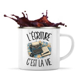 Mug Métal Émaillé L'écriture c'est la vie