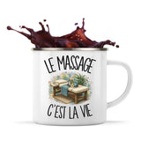 Mug Métal Émaillé Le massage c'est la vie